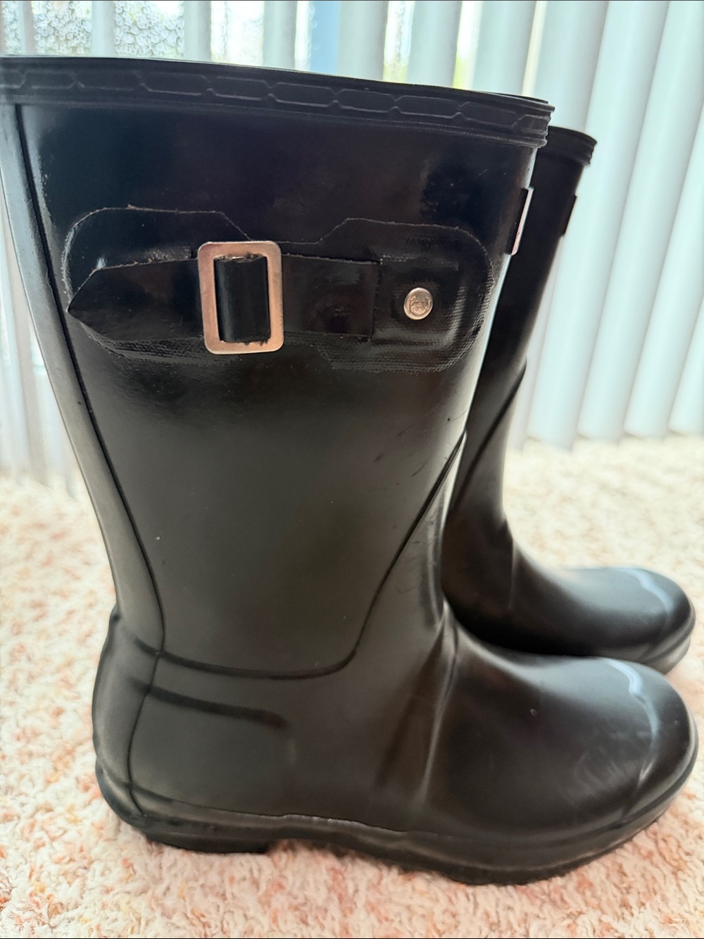 Hunter Black Rubber Rain Boots with Logo - Picture 3 of 6